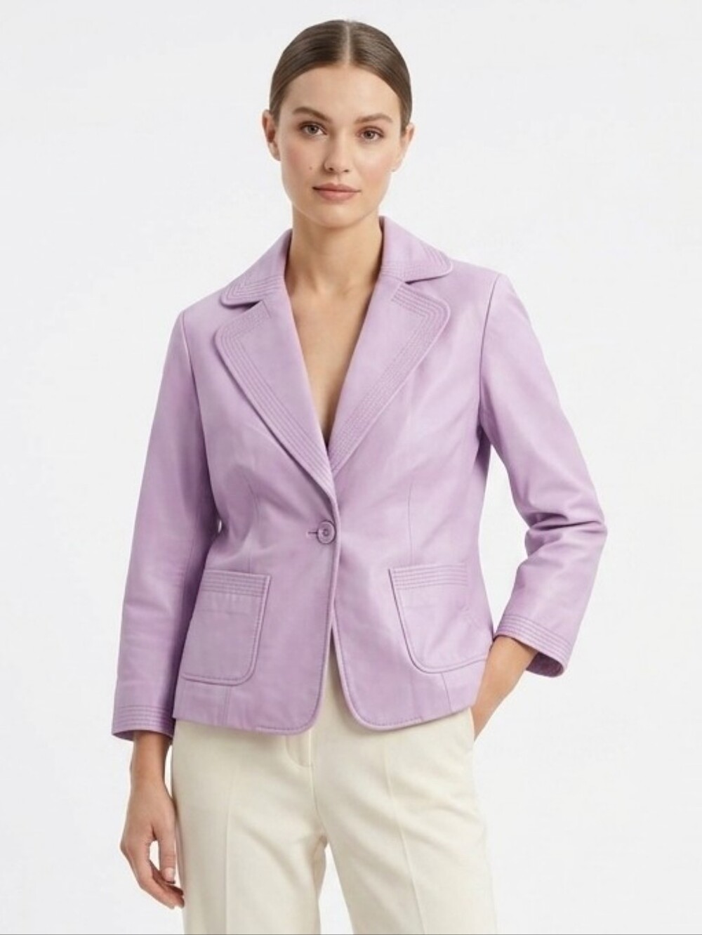 Clothes By Revue Lavender Lamb Leather Blazer Jacket Women’s Medium